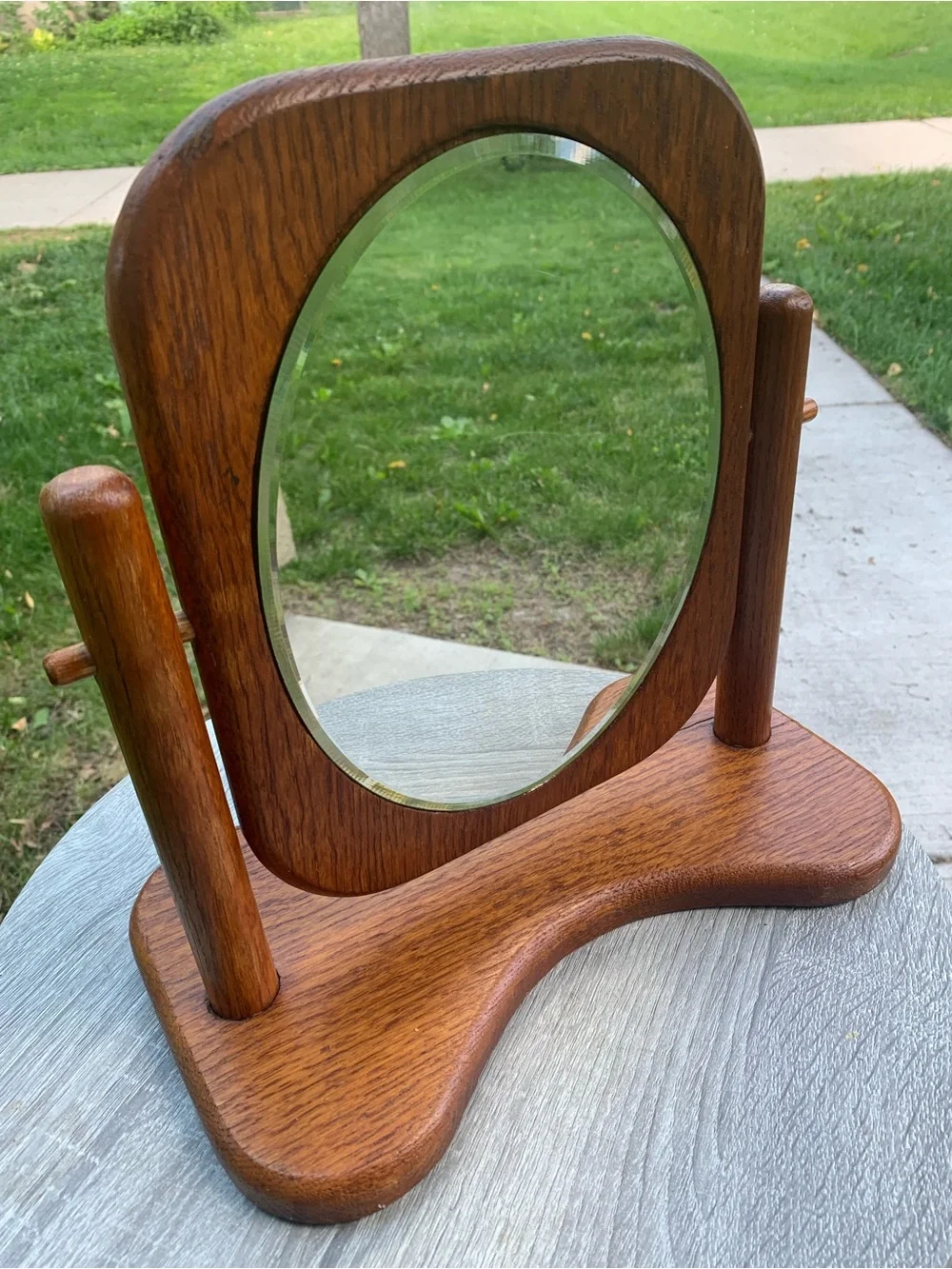 Antique Handcrafted Small Wooden Cheval Mirror with Stand Decorative Mirror*READ